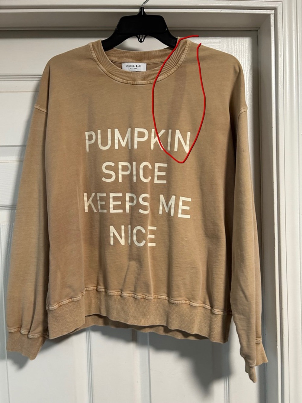 Gilli Pumpkin Spice Graphic Crewneck - Beige sweatshirt.